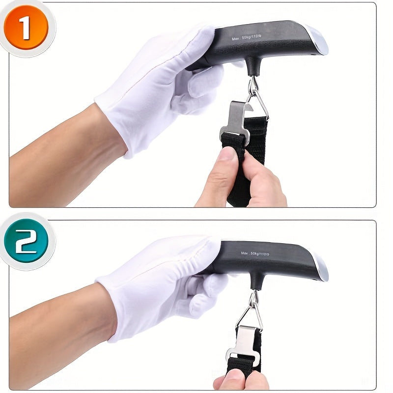 Compact 110lb/50kg Digital Luggage Scale with Backlight, Handheld Electronic Portable Weighing Device with Room Temperature Display, Battery Included, Ideal for Travel and Office Use, Travel Accessory | Sleek Design | Durable