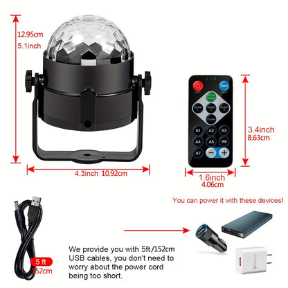 Disco Ball Party Lights Sound Activated Strobe Light With 5 Ft USB Cable, LED Dj Stage Lighting That Sync With Music, Indoor Room Birthday Rave Outdoor Dance Show Bar Karaoke Christmas Gift Eid Al-Adha Mubarak