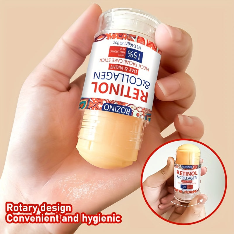 Rozino Retinol & Collagen Neck And Face Cream Stick, 40G - Deep Hydration For Soft, Firm Skin | Long-Lasting Moisture | Hypoallergenic With Glycerin | For All Skin Types
