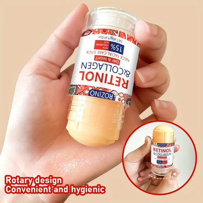 Rozino Retinol & Collagen Neck And Face Cream Stick, 40G - Deep Hydration For Soft, Firm Skin | Long-Lasting Moisture | Hypoallergenic With Glycerin | For All Skin Types