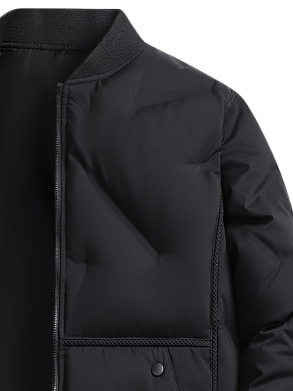 Men'S Heavyweight Thermal Jacket - Winter Coat with Full-Zip Closure, Beige/Neutral Tones - Non-Stretch Fabric for Cold Weather - Formal & Everyday Outerwear - Easy-Care Zipper Front Closure, Winter Jacket, Cold Weather Appar