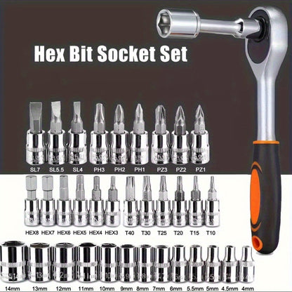 46-piece automobile maintenance tool kit, 1/4 inch drive socket ratchet wrench kit, combined tool kit bicycle automobile maintenance tool.