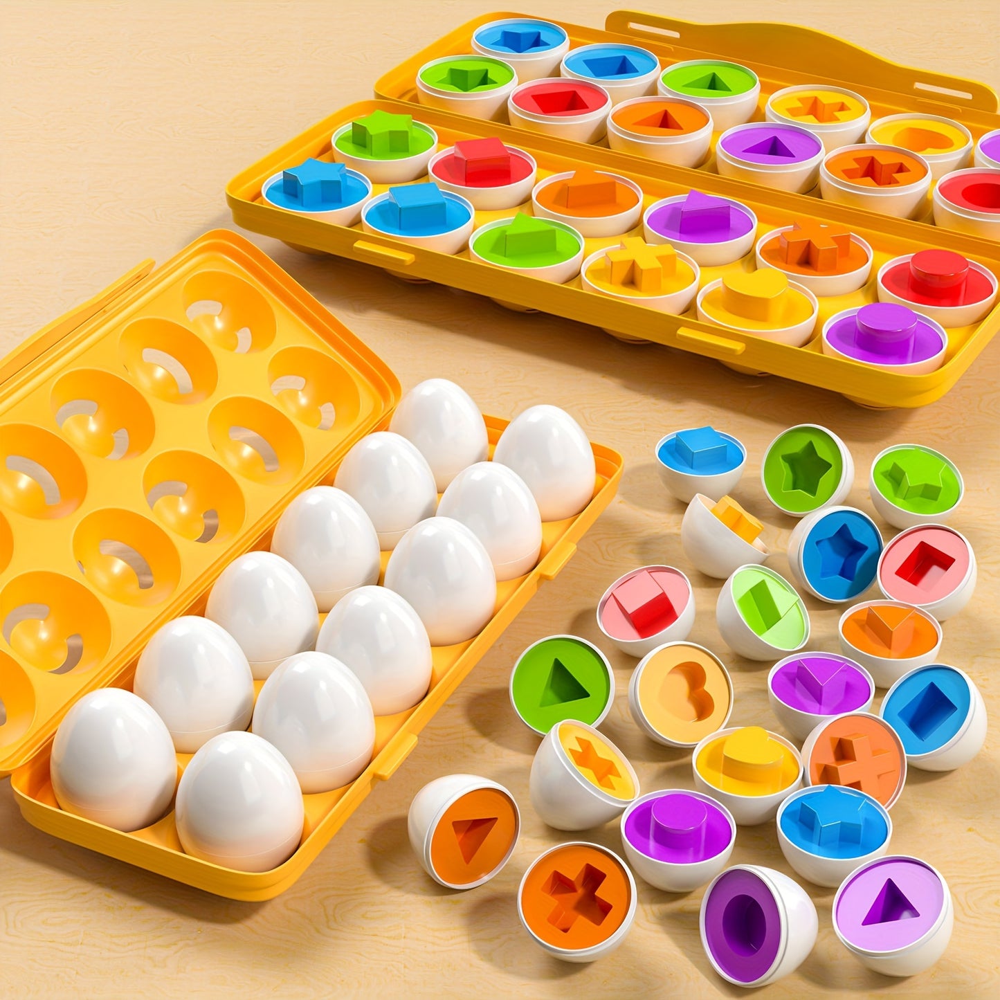 BABYHOME 12pcs Colorful Egg Shaped Jigsaw Puzzle Toy Set - Enhance Fine Motor Skills, Hand-Eye Coordination, And Early Learning for Toddlers And Preschoolers