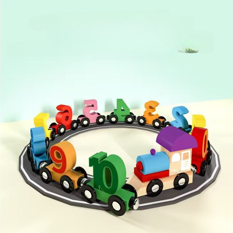 Magnetic Number Train Puzzle Wooden Toys - Educational Counting & Magnetic Learning for Youngsters, Colorful Building Blocks with Track Mat, Interactive Tabletop Game for Youngsters, Holiday Birthday Party Favors, Playful Des