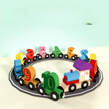 Magnetic Number Train Puzzle Wooden Toys - Educational Counting & Magnetic Learning for Youngsters, Colorful Building Blocks with Track Mat, Interactive Tabletop Game for Youngsters, Holiday Birthday Party Favors, Playful Des