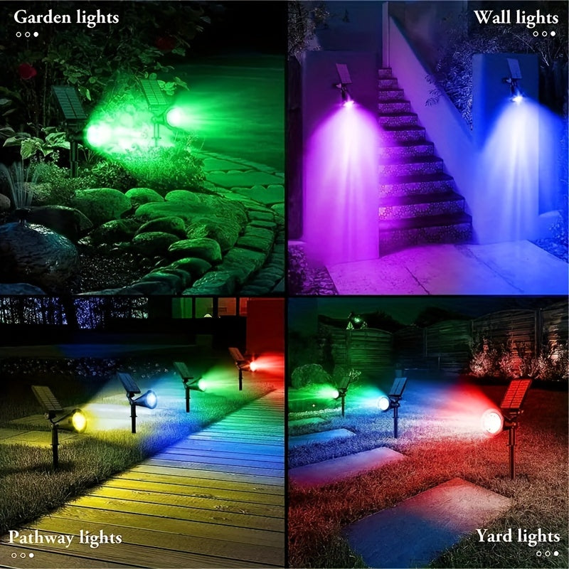 Pack of 1 Solar Pathway Spotlight, 18 LED Solar Powered Garden Light, Foldable Semi-Flush Mount Landscape Lighting Fixture, with Prong Bulb Base, Plastic Shade, with Installation Hardware, for Path, Lawn, Walkway, Driveway
