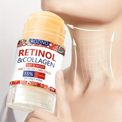 Rozino Retinol & Collagen Neck And Face Cream Stick, 40G - Deep Hydration For Soft, Firm Skin | Long-Lasting Moisture | Hypoallergenic With Glycerin | For All Skin Types