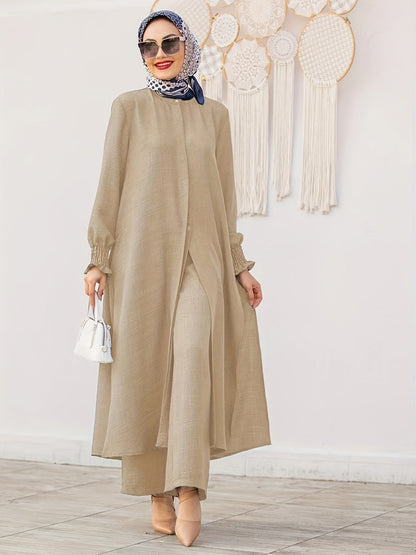Middle East Ramadan Elegant Pure Muslim Casual Pants Set - Fashionable and Comfortable Design, Perfect for Daily Wear