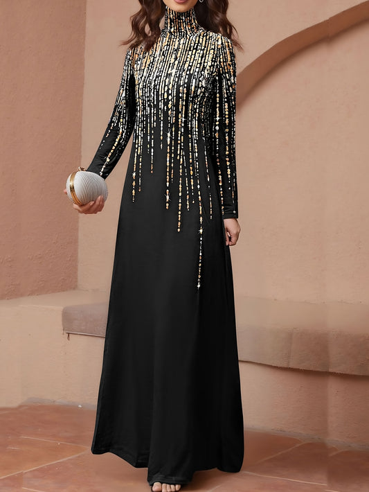 Women'S Elegant Islamic Abaya Dress - Long Muslim Robe with Golden Bead Accents, Black Formal & Casual Islamic Gown for Everyday, Weddings, Travel - Modest Muslim Clothing, Muslim Dress, Vacation Outfit, High Collar Design, M