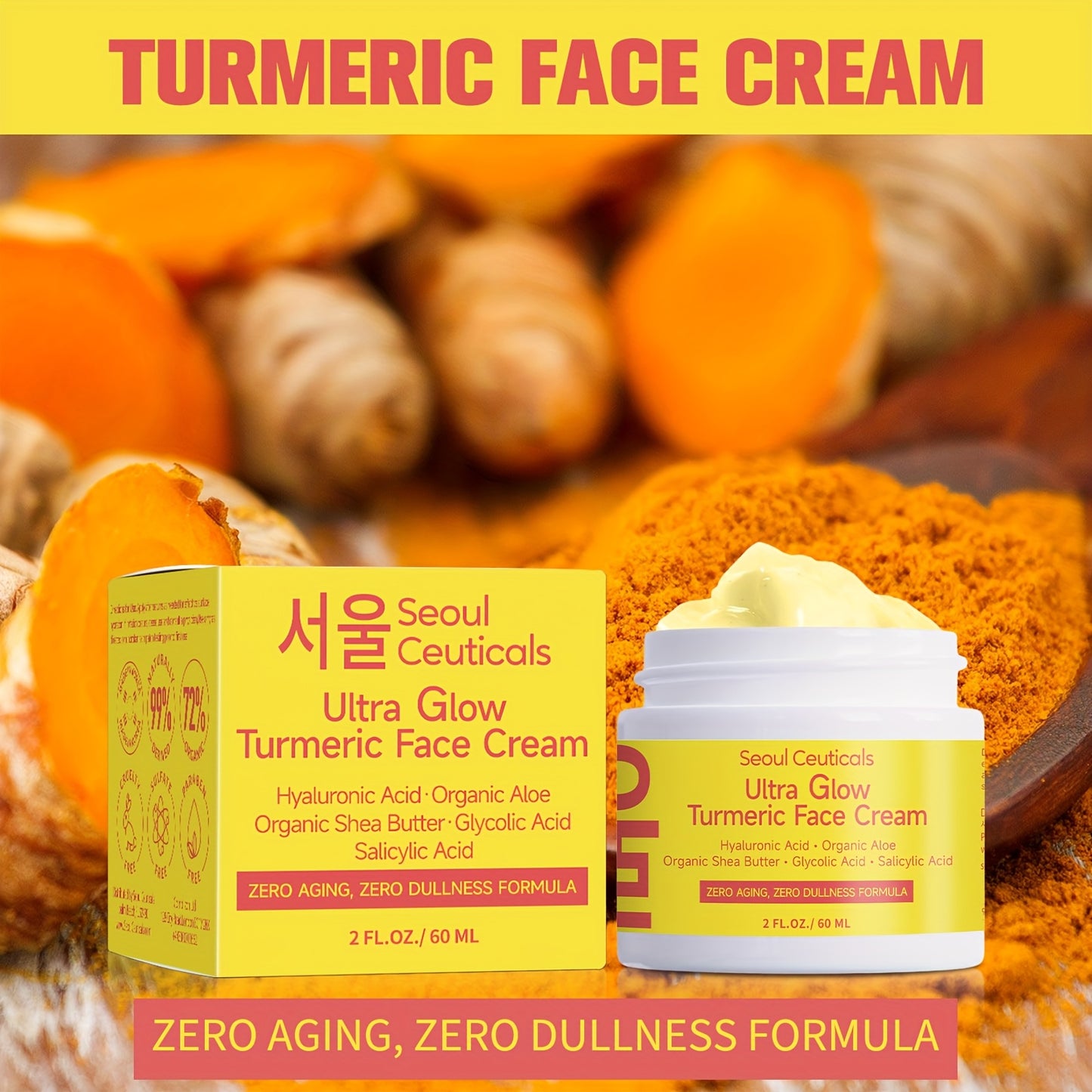 4pcs Salicylic Acid Turmeric Face Cream, Contains Turmeric, Aloe Vera, Ganoderma Lucidum, Salicylic Acid, Deeply Moisturizes And Nourishes The Skin, Making It Look Non-greasy, Smooth And Moisturizing Cream 2.03oz/1pc, Ideal F