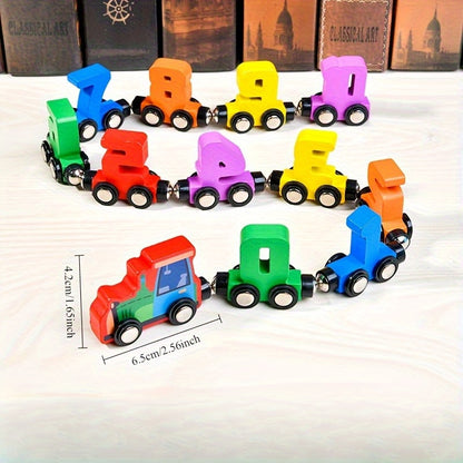 Magnetic Number Train Puzzle Wooden Toys - Educational Counting & Magnetic Learning for Youngsters, Colorful Building Blocks with Track Mat, Interactive Tabletop Game for Youngsters, Holiday Birthday Party Favors, Playful Des
