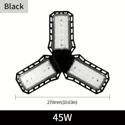 LED Garage Light Bulbs, 10000LM Super Bright Garage Lighting LED Shop Light With Adjustable Panels, E26/E27 Screw Socket Deformable Led Garage Ceiling Light Fixture For Warehouse, Corridor, Stadium