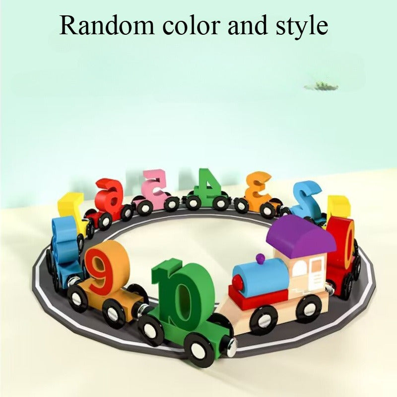 Magnetic Number Train Puzzle Wooden Toys - Educational Counting & Magnetic Learning for Youngsters, Colorful Building Blocks with Track Mat, Interactive Tabletop Game for Youngsters, Holiday Birthday Party Favors, Playful Des