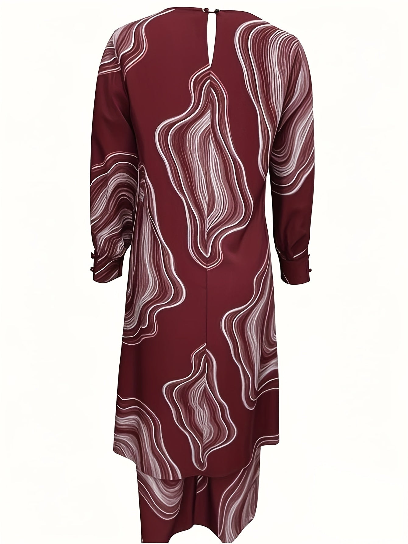 Ramadan, Women Button-Decorated Solid Color Long Sleeve Top & Pants Set, Arabic Style Clothing, Only Clothes, Without Headscarf