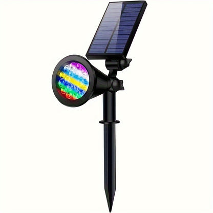 Pack of 1 Solar Pathway Spotlight, 18 LED Solar Powered Garden Light, Foldable Semi-Flush Mount Landscape Lighting Fixture, with Prong Bulb Base, Plastic Shade, with Installation Hardware, for Path, Lawn, Walkway, Driveway