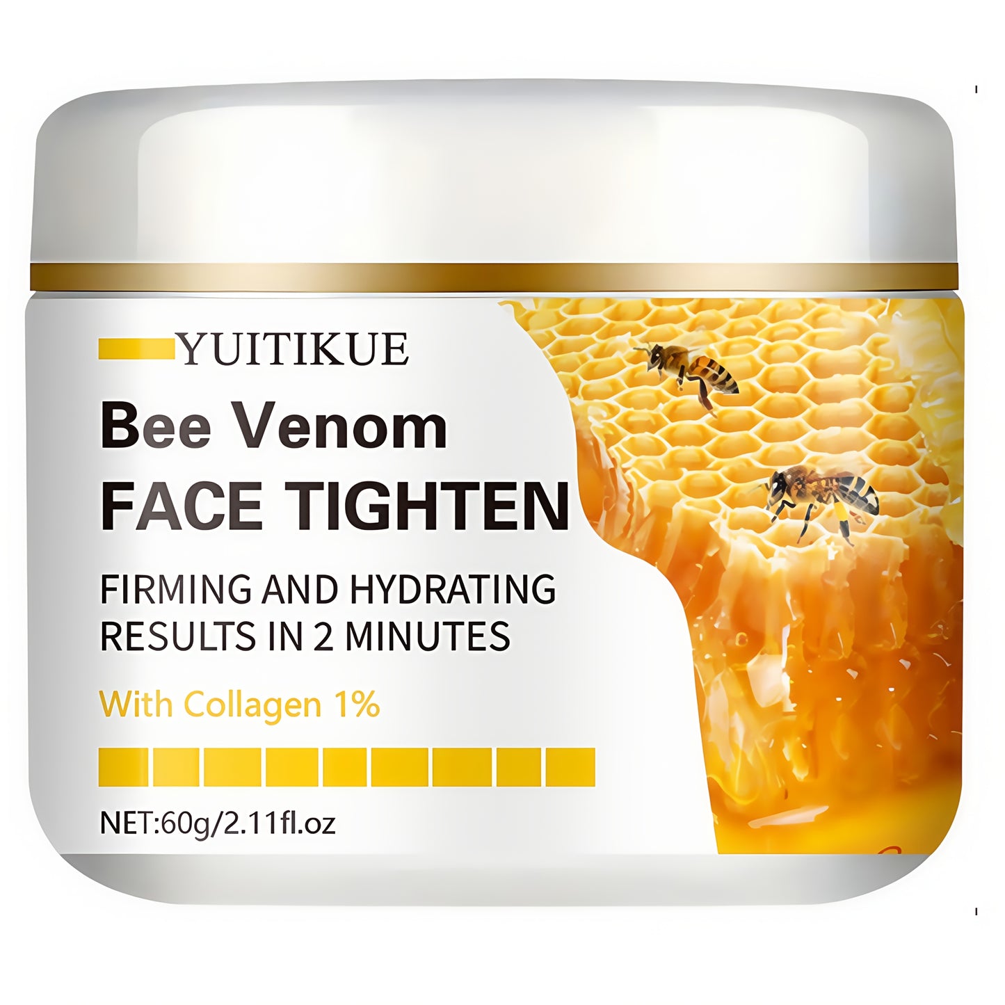 60g YUITIKUE Bee Venom Face Cream with Vitamin E, Hyaluronic Acid & Collagen - Hypoallergenic Moisturizing Formula for All Light Beige Types, 2-Minute Results, Natural Ingredients, Skincare, Bee Venom Cream, Skin Moisturizer,