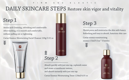 9-pcs Skin Care Set Gentle Skin | Makes Skin Feel Firmer Complete Skincare Process Beauty Skin Care Kit Gift With Cleanser, Toner, Lotion, Essence, Face Cream, Eye Cream For Wife Mom Women Girl