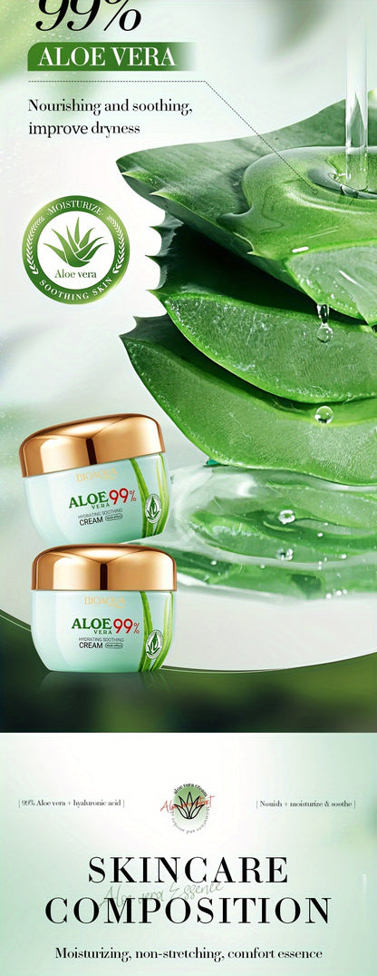 Aloe Vera Hydrating Face Cream - 50G, Moisturizing & Soothing For Soft, Radiant Skin, Enhances Elasticity, Reduces Dryness, Suitable For All Skin Types