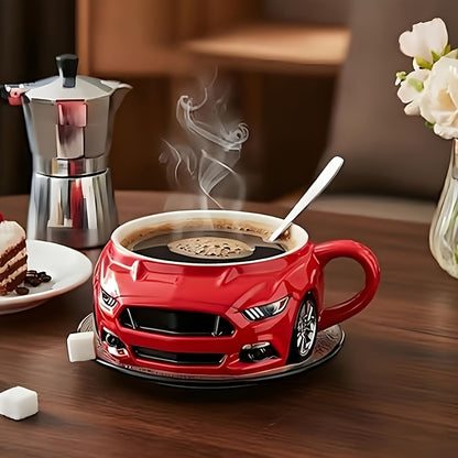 Car-Shaped Coffee Mug | Creative Sporty Style Automobile Coffee Cup with Handle | Portable 3.5 Oz Coffee Cup for Car Enthusiasts & Truck Lovers | Perfect Gift for Men, Women, Friends, Husbands & Dads