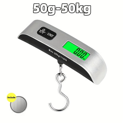 Compact 110lb/50kg Digital Luggage Scale with Backlight, Handheld Electronic Portable Weighing Device with Room Temperature Display, Battery Included, Ideal for Travel and Office Use, Travel Accessory | Sleek Design | Durable
