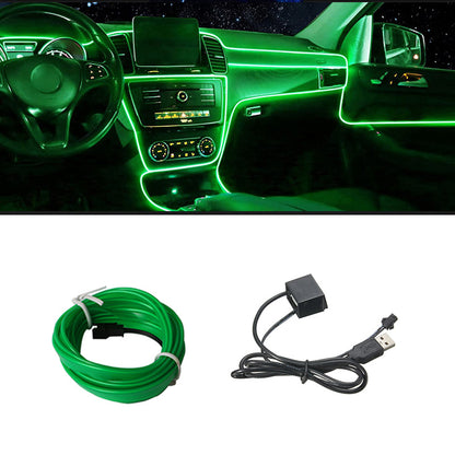 196.85inch Car Environment El Wire LED USB Flexible Neon Interior Lights Set RGB Lighting for Vehicle Decorative Accessories