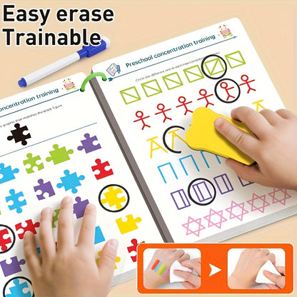 64-Page Magic Drawing Workbook for Kids Aged 3-8 - Enhance Hand-Eye Coordination & Writing Skills | Includes Erasable Pens and Refills, Essential Early Learning Tool for Back-to-School Season
