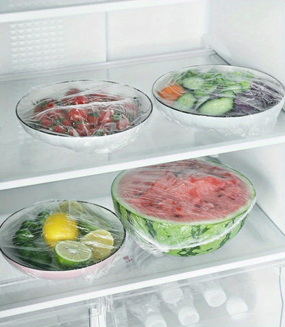 300pcs Elastic Plastic Food Wrap Covers – Reusable Stretch-to-Fit Food Preservation Bags for Bowls, Produce, and Fruits – Versatile Kitchen Storage Solution, BPA-Free Clear Plastic, Keep Fresh Accessories for Home Use