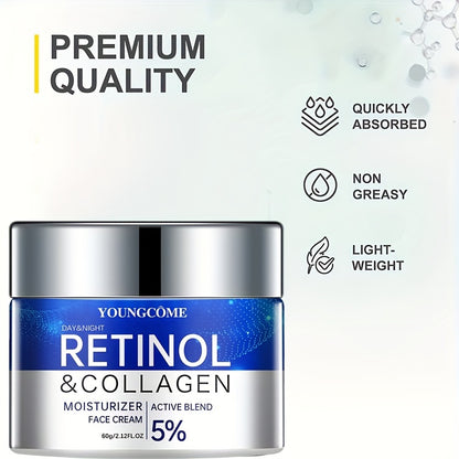 1.06/2.12oz Retinol & Collagen Moisturizer Face Cream, Can Sooth Dry Skin, Lubricate And Tighten Skin, Make Skin Tender And Delicate, Suitable For All Skin Types, And Make Your Skin Look Young With Plant Squalane