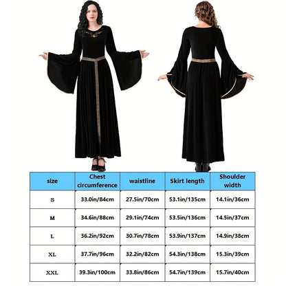 0821 Dress-up Set Two-piece: Dress + Belt Halloween Adult Female Cosplay Medieval Palace Long Dress Witch Queen Dress Festival Costume