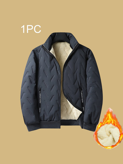 Two-Tone! 1pc Men's Autumn/Winter Thickened Hooded Jacket, Essential Winter Coat with Fleece Lining – Windproof & Warm Casual Workwear for Daily Outings, Commuting, Outdoor Activities, and Sports