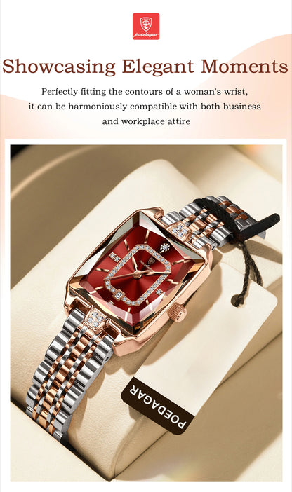 POEDAGAR Minimalist Luxury Women'S Watch - Elegant Stainless Steel Quartz Movement, 30m Waterproof, Date Display, Rectangular Dial for Daily Use & Gift Giving, Casual Chic Style, Quartz Watch, Sophisticated Timepiece