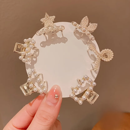 6pcs Elegant and Rhinestone Heart-Shaped Hair Clips, Geometric Pattern Alloy Hair Accessories for girls, Sparkling Hairpins for Casual Attire and Special Occasions, Cute Hair Clips