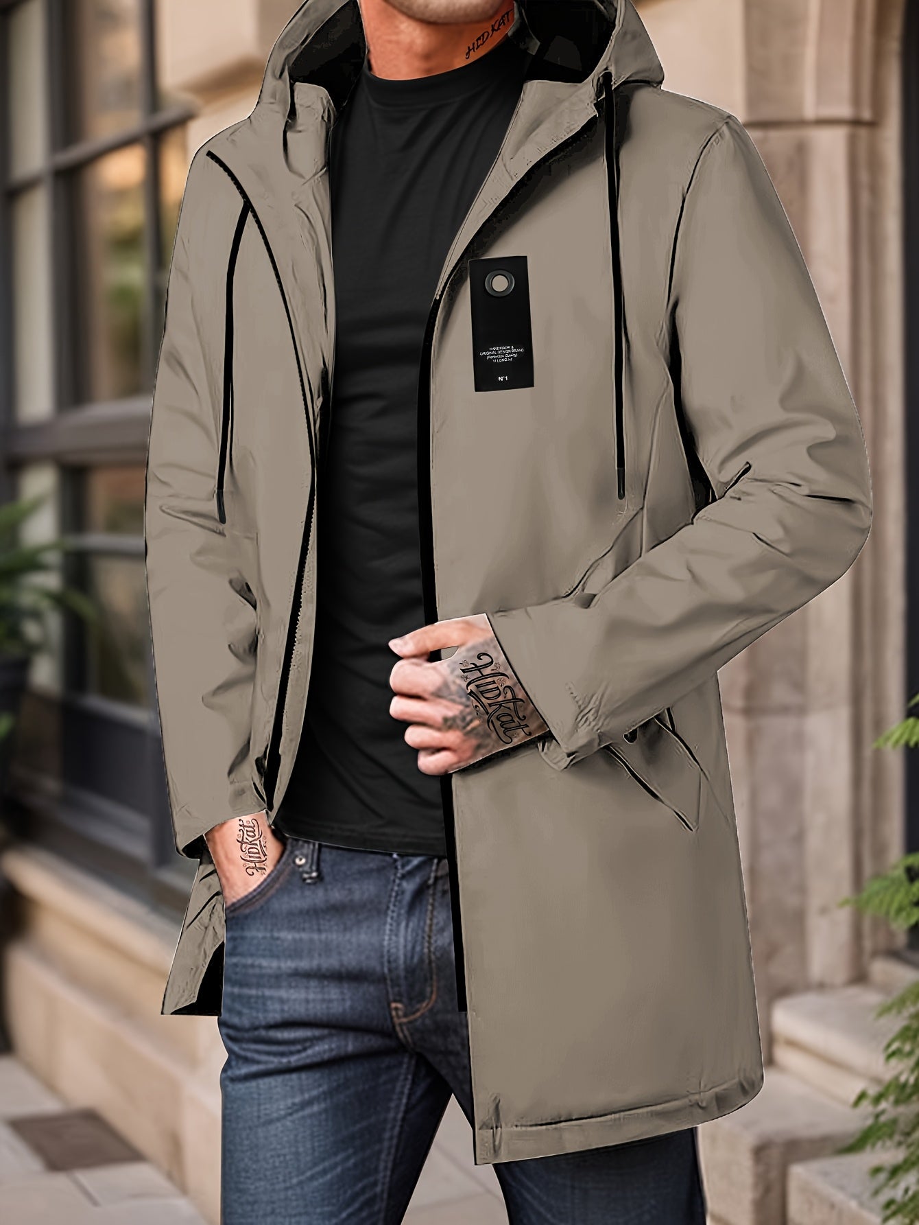 Men'S Casual Hooded Zip-Up Jacket - Solid Color, Lightweight & Breathable Polyester, Regular Fit with Chopping Sting, Perfect for Spring & Fall Daily Wear, Zipper Closure