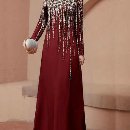 Women'S Elegant Islamic Abaya Dress - Long Muslim Robe with Golden Bead Accents, Black Formal & Casual Islamic Gown for Everyday, Weddings, Travel - Modest Muslim Clothing, Muslim Dress, Vacation Outfit, High Collar Design, M
