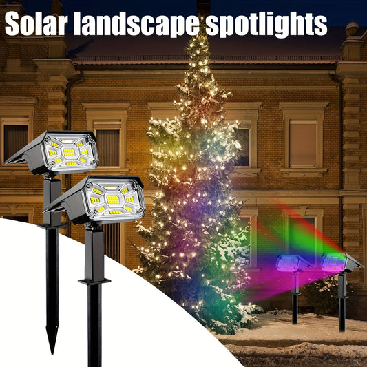 2-Pack 38LED Solar Spotlights - Brighten Your Yard - Waterproof, Auto On/Off - Ideal for Christmas, Garden, Pool, Patio - Durable & Energy-Saving Landscape Lighting