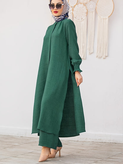 Middle East Ramadan Elegant Pure Muslim Casual Pants Set - Fashionable and Comfortable Design, Perfect for Daily Wear