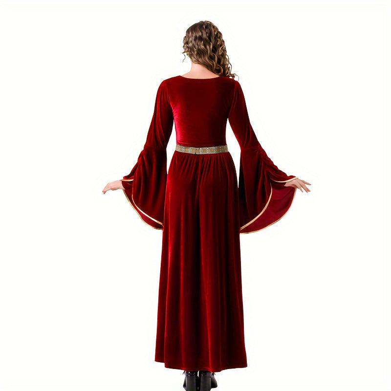0821 Dress-up Set Two-piece: Dress + Belt Halloween Adult Female Cosplay Medieval Palace Long Dress Witch Queen Dress Festival Costume