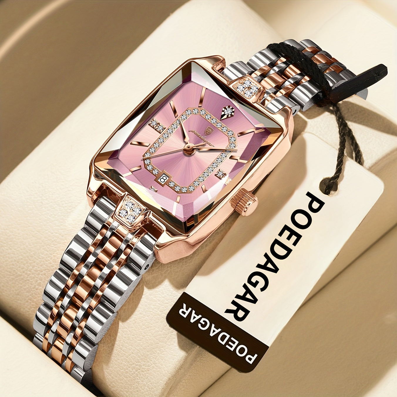 POEDAGAR Minimalist Luxury Women'S Watch - Elegant Stainless Steel Quartz Movement, 30m Waterproof, Date Display, Rectangular Dial for Daily Use & Gift Giving, Casual Chic Style, Quartz Watch, Sophisticated Timepiece