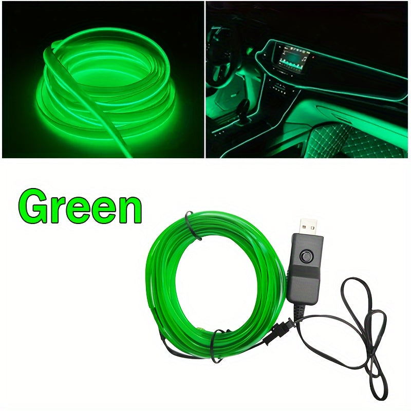 Flexible 200cm/79inch LED Strip Automobile Atmosphere Lamp - Car Interior Lighting Decoration Garland Wire Rope Tube Line Neon Light USB Drive