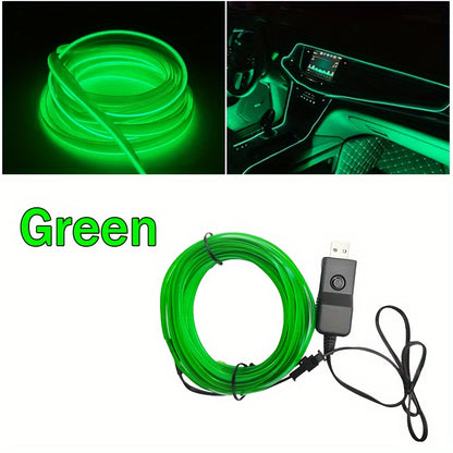 Flexible 200cm/79inch LED Strip Automobile Atmosphere Lamp - Car Interior Lighting Decoration Garland Wire Rope Tube Line Neon Light USB Drive