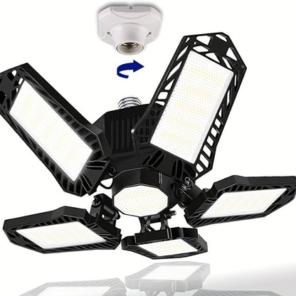 LED Garage Light Bulbs, 10000LM Super Bright Garage Lighting LED Shop Light With Adjustable Panels, E26/E27 Screw Socket Deformable Led Garage Ceiling Light Fixture For Warehouse, Corridor, Stadium