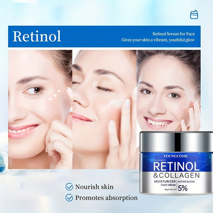 1.06/2.12oz Retinol & Collagen Moisturizer Face Cream, Can Sooth Dry Skin, Lubricate And Tighten Skin, Make Skin Tender And Delicate, Suitable For All Skin Types, And Make Your Skin Look Young With Plant Squalane