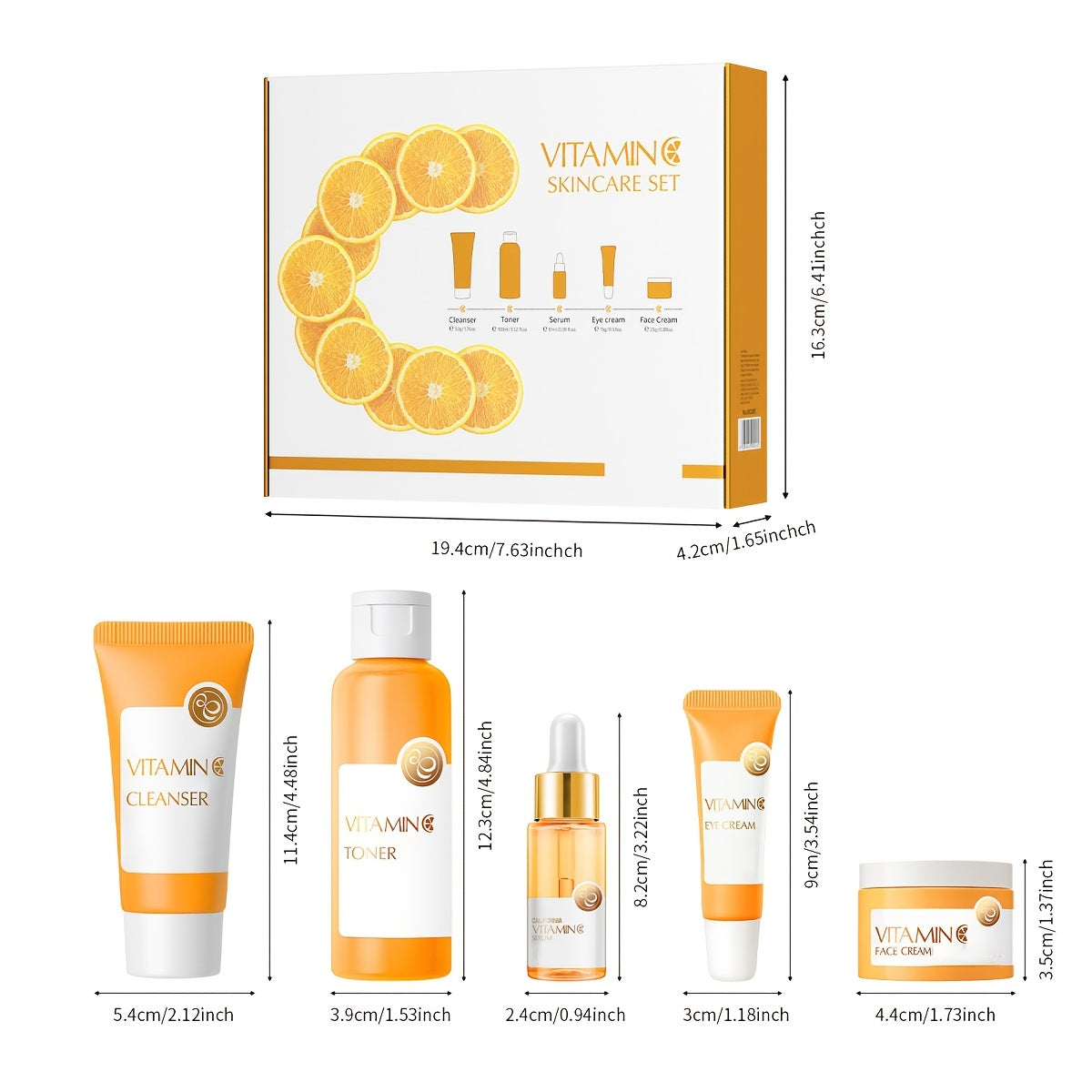 Vitamin C Skincare Set, 5 In 1 Skincare Gift Set With Cleanser, Toner, Face Serum, Face Cream And Eye Cream, Skin Care Products For Teen Girls, Long-Lasting Moisturizing Skincare Gift Set Birthday Mother'S Day Gifts For Women