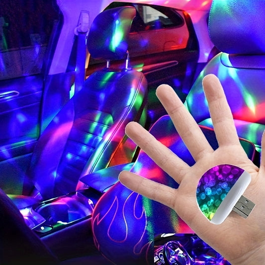 Magic Mini LED Car Light - Voice-Controlled, Rotating, Color-Changing Stage Light for Party Atmosphere - Compact, USB-Powered, Easy-to-Install, Disco Lighting for Car Interior