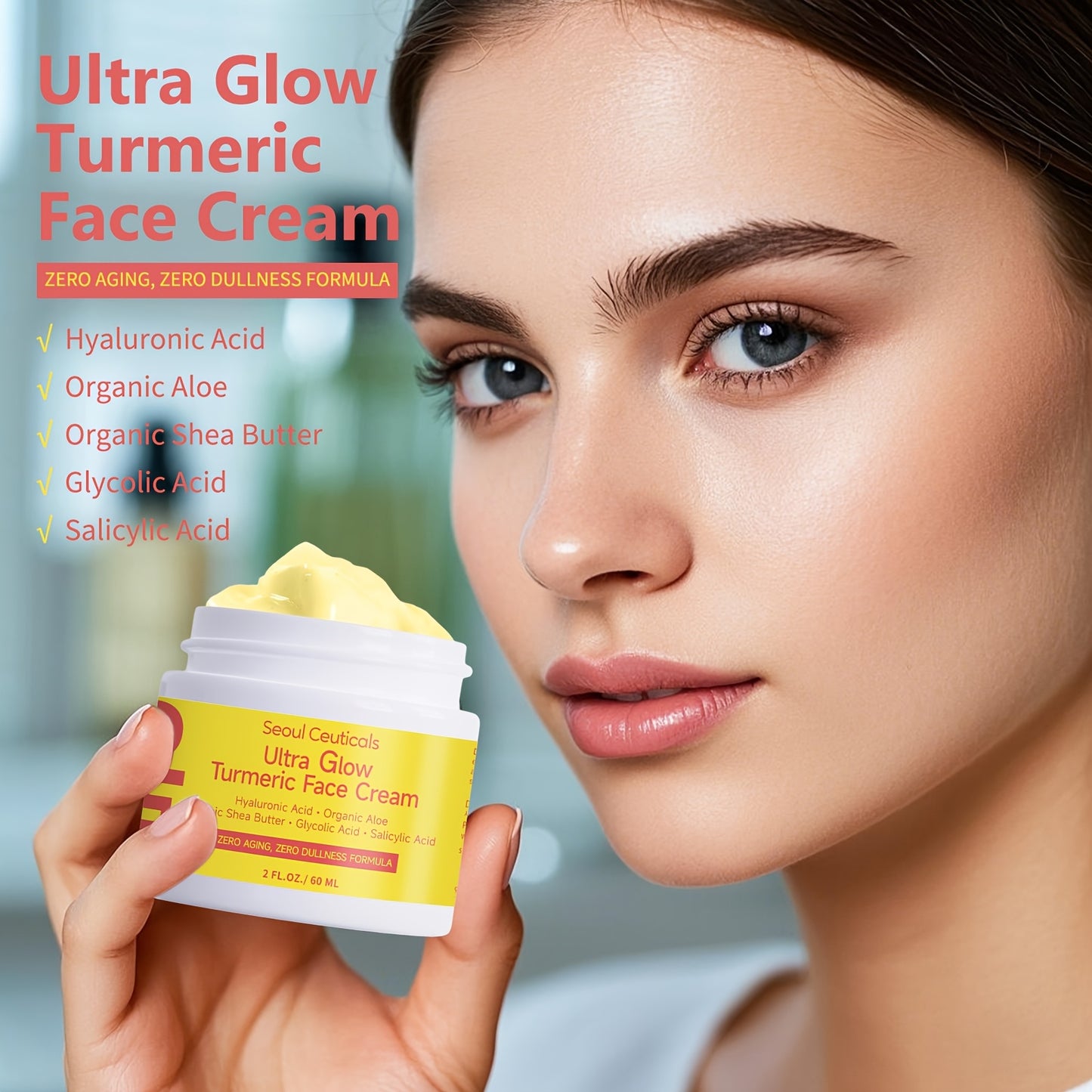 4pcs Salicylic Acid Turmeric Face Cream, Contains Turmeric, Aloe Vera, Ganoderma Lucidum, Salicylic Acid, Deeply Moisturizes And Nourishes The Skin, Making It Look Non-greasy, Smooth And Moisturizing Cream 2.03oz/1pc, Ideal F