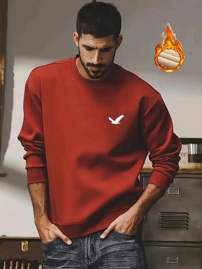 Men's Thermal Insulated Sweatshirt - Heavyweight Layering Base Layer for Winter, Indoor/Outdoor Cold Weather Clothing - Machine Washable Round Neck Pullover, Winter Sweaters, Indoor Warmth, Simple Design, Comfortable Fit, Pul