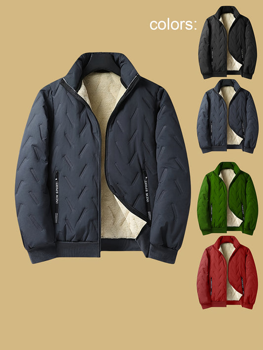 Two-Tone! 1pc Men's Autumn/Winter Thickened Hooded Jacket, Essential Winter Coat with Fleece Lining – Windproof & Warm Casual Workwear for Daily Outings, Commuting, Outdoor Activities, and Sports