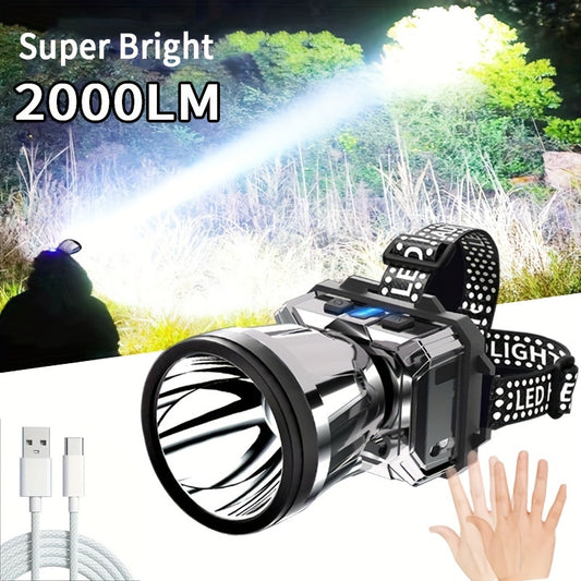 1pc Super Bright USB Charging Headlight, For Outdoor Lighting, Home Lighting, Camping, Hiking, Night Cycling, Fishing