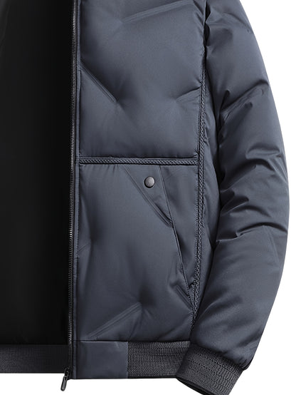 Men'S Heavyweight Thermal Jacket - Winter Coat with Full-Zip Closure, Beige/Neutral Tones - Non-Stretch Fabric for Cold Weather - Formal & Everyday Outerwear - Easy-Care Zipper Front Closure, Winter Jacket, Cold Weather Appar