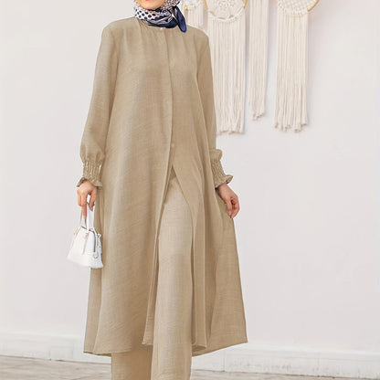 Middle East Ramadan Elegant Pure Muslim Casual Pants Set - Fashionable and Comfortable Design, Perfect for Daily Wear